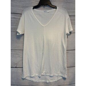 Gap White Ribbed Short Sleeve V-Neck T-Shirt XS